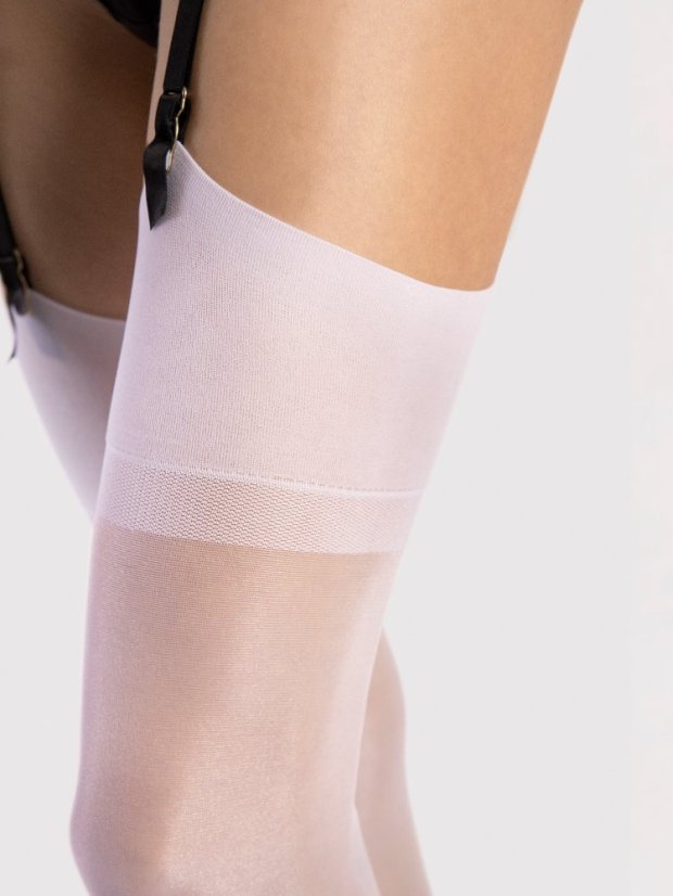 Podvazkové punčochy Infini bílé - Velikost: XL